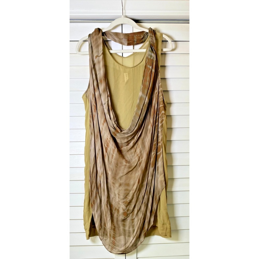 Maggie Ward Women's Bohemian Tie Dye Mixed- Media Draped Tunic Top, Hippie | L